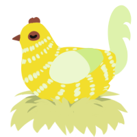 Ariolimax, a yellow and apple chicken with a bar pattern