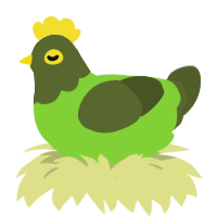 A grass and olive chicken with a head pattern