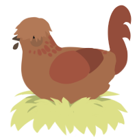 A brown and russet chicken with a neck-speckle pattern