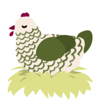 A cream and olive chicken with a lace pattern