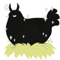Atlas, a black chicken with a speckle pattern