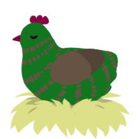 Zombie, a leaf and bark chicken with a bar pattern