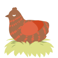 Reeses Peanut Butter, a brown and vermilion chicken with a bar pattern