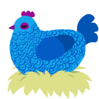 Ripple, a sky and ultramarine chicken with a double-lace pattern