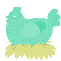 A mint chicken with a lace pattern