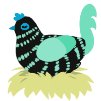 A black and mint chicken with a bar pattern