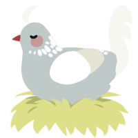 A silver and white chicken with a neck-speckle pattern