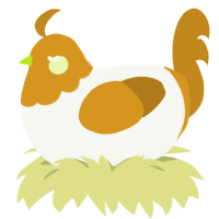 A white and ochre chicken with a head pattern