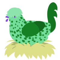 Uranium, a spring and leaf chicken with a speckle pattern