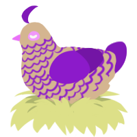 A beige and violet chicken with a lace pattern