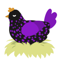 A sable and violet chicken with a speckle pattern