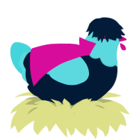 Kris Deltarune, a tumblr and aqua chicken with a head pattern