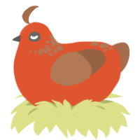 A vermilion and brown chicken with a neck-speckle pattern