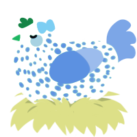 A maroon and orange chicken with a speckle pattern