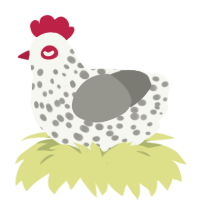 (unnamed), a white and ash chicken with a speckle pattern
