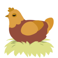 Brachiosaurus, a russet and orange chicken with a head pattern