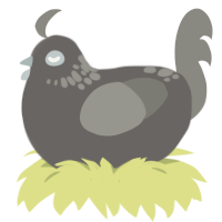 A grey and ash chicken with a neck-speckle pattern