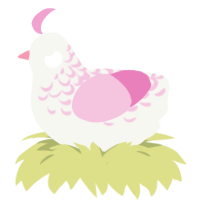 A white and pink chicken with a half-lace pattern
