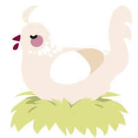 Weh, a cream chicken with a neck-speckle pattern