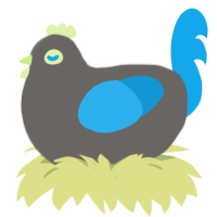 A grey and sky chicken