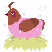 In a Pink Sweater, a pink and russet chicken with a head pattern