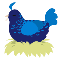 A navy and sapphire chicken with a half-lace pattern