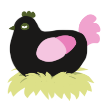A sable and pink chicken