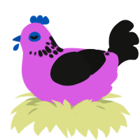 Snow Speckle, a orchid and black chicken with a neck-speckle pattern