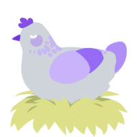 grimoire, a mist and lilac chicken with a neck-speckle pattern