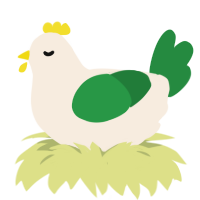Cough Drop, a cream and viridian chicken