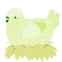 A apple chicken with a double-lace pattern