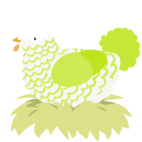 Cabbage, a white and lime chicken with a lace pattern