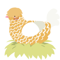 A honey and white chicken with a lace pattern
