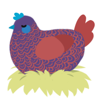 A overcast and red chicken with a double-lace pattern