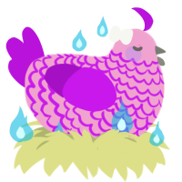 A pink and amethyst chicken with a lace pattern