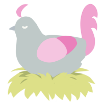 A silver and pink chicken