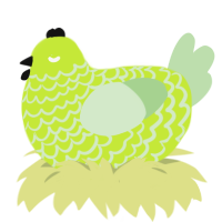 A lime and gluppy chicken with a lace pattern
