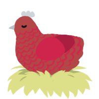 Pomagranate, a red and crimson chicken with a lace pattern