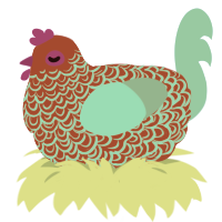 (unnamed), a crimson and cerulean chicken with a double-lace pattern