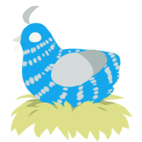 A sky and silver chicken with a bar pattern