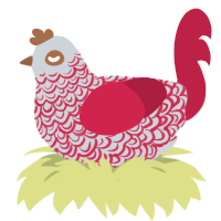 A mist and crimson chicken with a double-lace pattern
