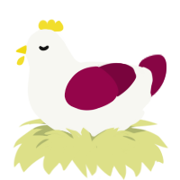 A white and maroon chicken