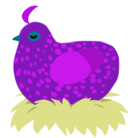 Pink Void, a violet and amethyst chicken with a speckle pattern