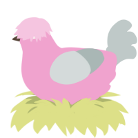 A pink and silver chicken