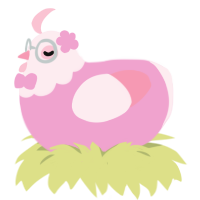 A pink and rose chicken with a head pattern