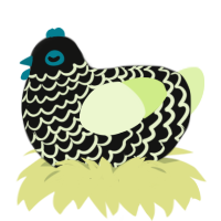 A black and apple chicken with a lace pattern