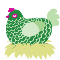 Candy Wrapper, a viridian and gluppy chicken with a lace pattern