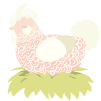 A rose and white chicken with a double-lace pattern