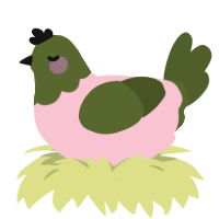 A rose and olive chicken with a head pattern