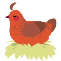 A vermilion and russet chicken with a half-lace pattern